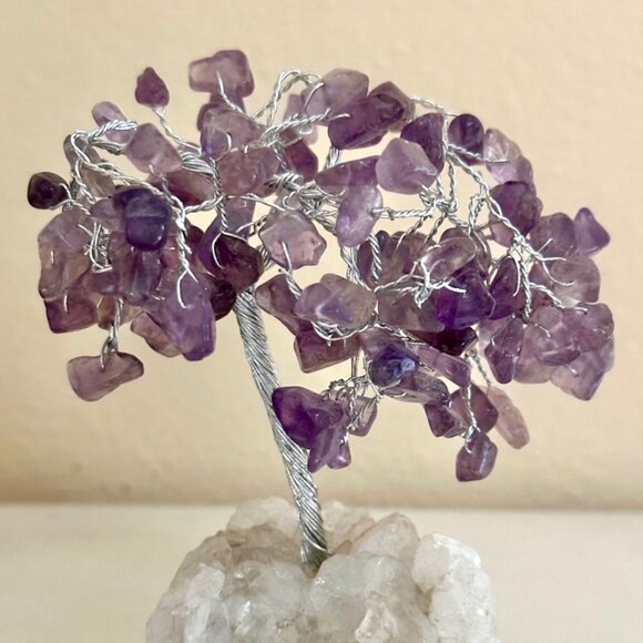 Gemstone Tree with crystal base & amethyst crystal leaves - Picture 3 of 4